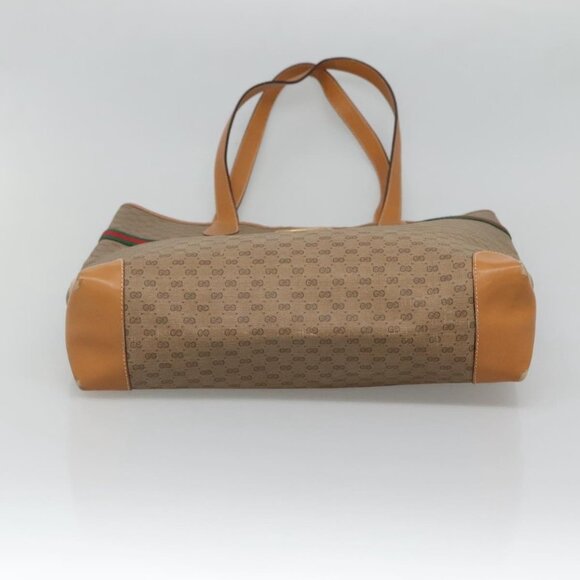 GUCCI Micro GG Supreme Web Sherry Line Bag PVC Beige Gold Auth ep9489 - Picture 7 of 16